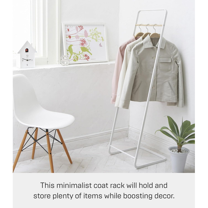 Yamazaki 7672 TOWER Wardrobe, Steel / Wood, minimalist, 40 x 40 x 140 cm (White)