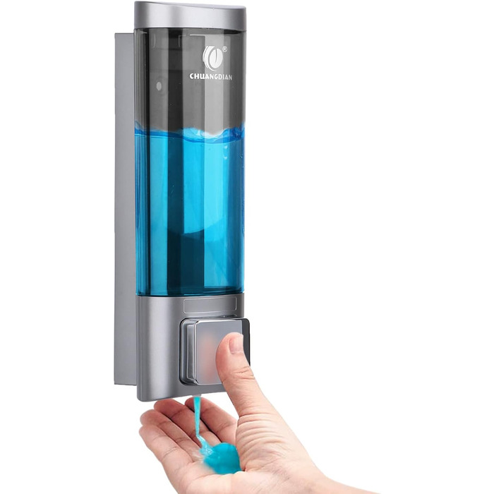 Дозатор мила настінний без свердління REAQUE, 200 мл, для душу, шампуню, дезінфікуючого засобу, мила, чорний