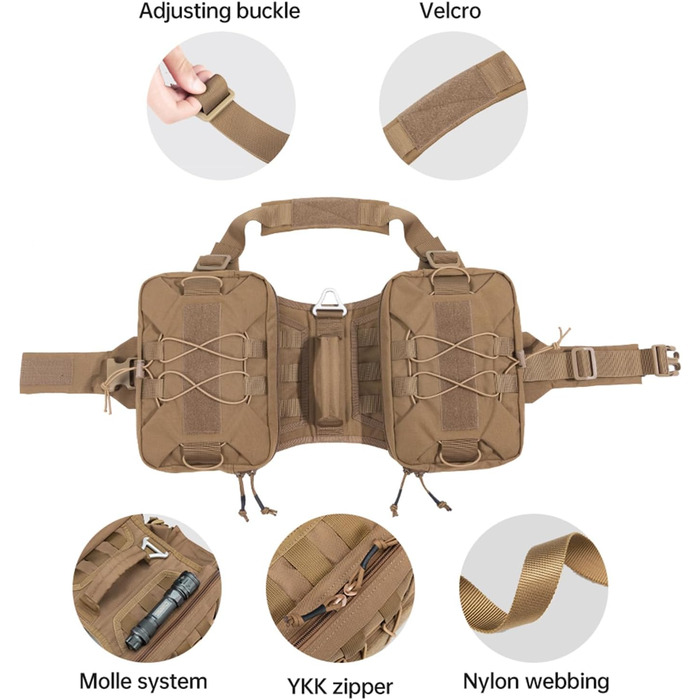 Рюкзак для собак Exceent Eite Spanker – зручний та місткий для подорожей, кемпінгу та прогулянок. Оливковий колір, розмір M, з двома бічними кишенями.