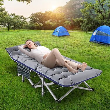 Розкладне ліжко ZIKEBTUY для кемпінгу та відпочинку: міцне, з матрацом, 200 кг, 190x71x36 см