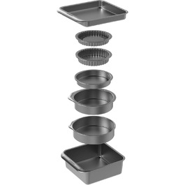 Набір форм для випічки MasterClass Smart Space Stacking Antihaft, 7 шт., сірий. Набір для випічки та запікання, з антипригарним покриттям, сталевий, в подарунковій коробці