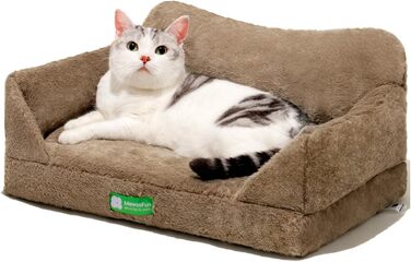 MEWOOFUN Cat Cave Cat Bed for Indoor Cats, Cute Kitten Bed Pet Sofa with Removable, Washable Cover and Anti-Slip Bottom for Small Dogs (White, ) (S, Brown)