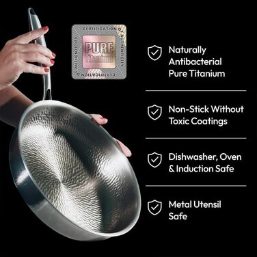 Сковорода Titan Tovara Titanium Pro 28 см з кришкою, антипригарна, титанова, для дому