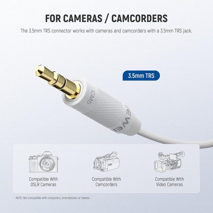 NEEWER Мініатюрний USB-C Лавалерний Мікрофон 2 шт. для iPhone 16 15 Pro Max, Android, Телефонів, Планшетів, ПК. Однонаправлений конденсаторний мікрофон з кабелем 2м (CM5(2 шт. білий) з 3,5 мм TRS роз'ємом)