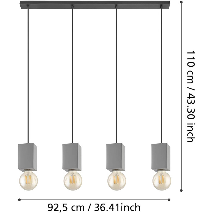 Настільна лампа EGLO Prestwick: вінтажний дизайн, індустріальний стиль, бетонна основа сірого кольору, вимикач, патрон E27