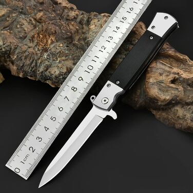 Eil Outdoor Folding Knife – Pocket Knife G10 Handle, Sharp One-Handed Knife Fishing Knife Blade made of Stainless Steel, Pocket Folding Knife Camping Gear for Fishing, Hunting, Sports Activities black