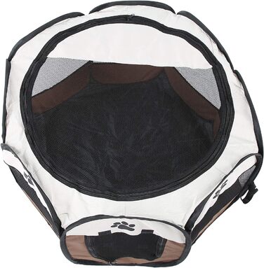 Клітка-забіг для цуценят Ejoyous, складана клітка для собак, переносна клітка-забіг для тварин, сітчаста накидка, для кроликів, котів, всередині та зовні, 68 x 53 см (колір кава)