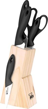 Набір кухонних ножів RENBERG Tenessy, 15 предметів з дерев'яною ручкою, нержавіюча сталь, професійний