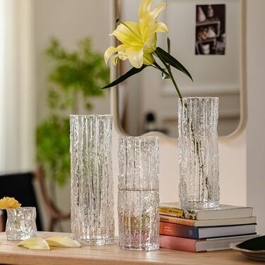 Скляна ваза QEEYON: сучасний циліндричний дизайн, ручної роботи, 30х10 см, для дому, офісу, весілля, подарунок