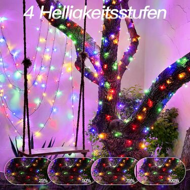 Гірлянда світлодіодна 200 LED, тепле біле світло, з пультом та таймером, 8 режимів, IP44, для прикраси саду, балкону, вечірки, весілля, ялинки (20м)