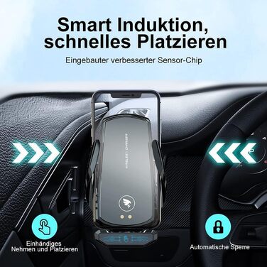 Автомобільний бездротовий зарядний пристрій AmazeFan 15W Qi з тримачем для телефону, чорний