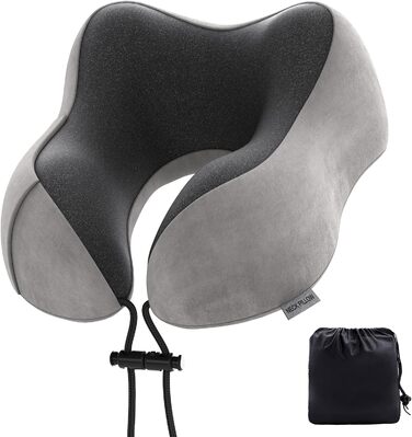 Подушка для шиї Sender Reisekissen з Memory Foam - зручна для подорожей літаком, потягом, авто. Сірого кольору.