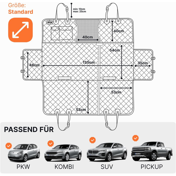 Захист для заднього сидіння авто для собак RAGI - водовідштовхувальний, 4в1, з ременями, антиковзаючий, для всіх авто