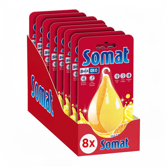 Дезодорант для посудомийних машин Somat Deo Perls, Лимон та Апельсин, для нейтралізації запахів (8 шт x 17 г, 60 циклів)