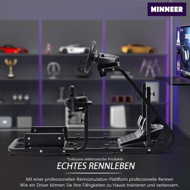 Ігровий кокпіт-симулятор Minneer Racing Simulator Cockpit для керма Logitech G923, G29, G920 та Thrustmaster T248, T300RS, регульована висота (педалі не входять)