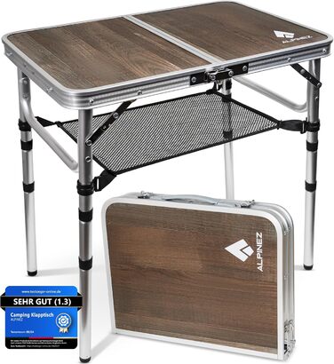 Зручний складаний столик Alpinez 60x40 для кемпінгу, відпочинку на природі, балкону та пікніків | Компактний та легкий | Регулювання висоти
