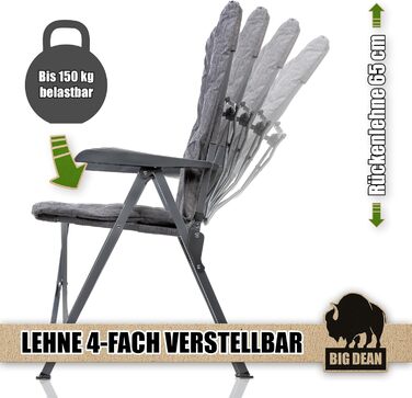 Складний туристичний стілець BigDean Bequemer з регульованою спинкою