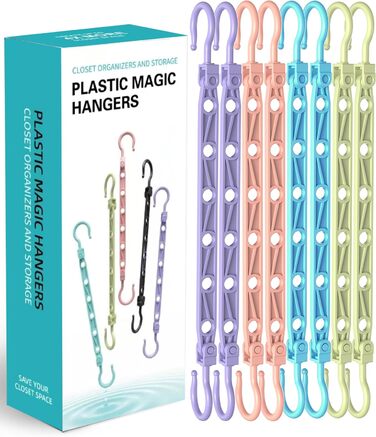 Набір вішалок для одягу Magic Hangers, 8 шт. з 6 отворами та 360° обертанням, чорний. Організатор для шафи, ідеально для студентів та дівчаток. Стабільні гачки для важкого одягу.