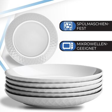 MIAMIO Набір посуду з 24 предметів з кераміки (тарілки) для 6 осіб, Palmanova Kollection. Підходить для миття в посудомийній машині та використання в мікрохвильовці.
