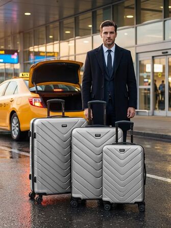 Набір валіз REDOLZ 3 шт. S/M/L | ABS, TSA-замок, 4 колеса | Срібний колір