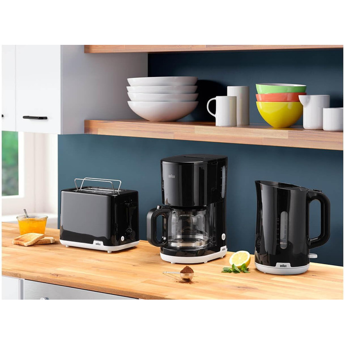 Електричний чайник Braun Household Breakfast1 Collection WK1100BK, 1.7 л, 2200 Вт, з фільтром від накипу, чорний