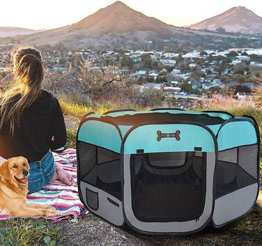 Клітка-забіг для тварин Melko Welpenlaufstall 125x125x64 см, розкладний, для собак, котів, кроликів