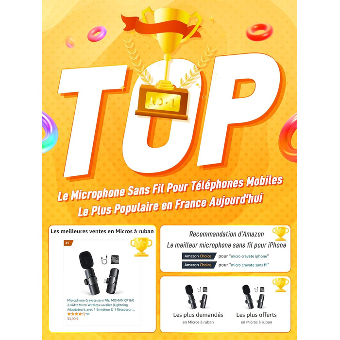 Бездротовий петличний мікрофон Lavalier з Lightning-роз'ємом для iPhone/iPad/Android. Безшумовий, 120м, CP1(A)