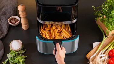 Аерофритюрниця Cecotec Cecofry Full Inox 5500 Pro, 5.5 л, 1700 Вт, цифрова безмасляна фритюрниця з корпусом із нержавіючої сталі та 8 режимами приготування