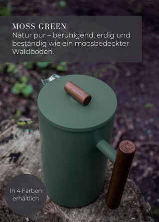 Lambda Coffee® Thermo French Press Stainless Steel | Available in 3 Sizes | Stainless Steel Coffee Maker | Double-Walled: Keeps Warm for a Long Time | Coffee Maker | French Press (Red, ) (0.35l (2 Cups), Moss Green)