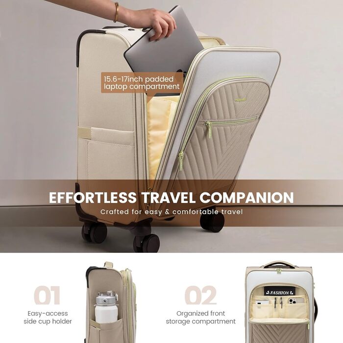 Рюкзак-валіза LOVEVOOK для жінок, 40L, ручна поклажа, водонепроникний, для ноутбука, подорожі, бізнес (20-дюймовий валіза, Бежево-хакі)