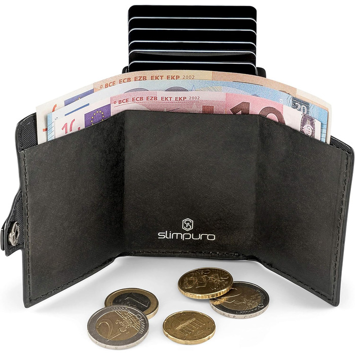 ZNAP® Slim Wallet - Тонкий картхолдер для чоловіків з RFID захистом, чорний (12 карт)