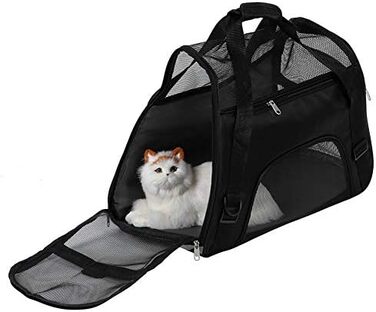 Транспортна сумка для собак і котів, складна переноска для тварин, чорна (L)