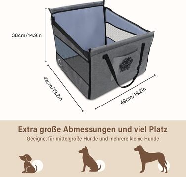 Автокрісло для собак середніх та маленьких порід – водовідштовхувальне, сіре. З безпечним ременем та сіткою. Зручне та компактне.
