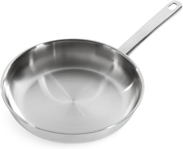 BK Bright Сковорода з нержавіючої сталі 24 см, Cool Grip, професійне приготування, 18/10, індукція, до 230°C, антипригарне покриття, срібна