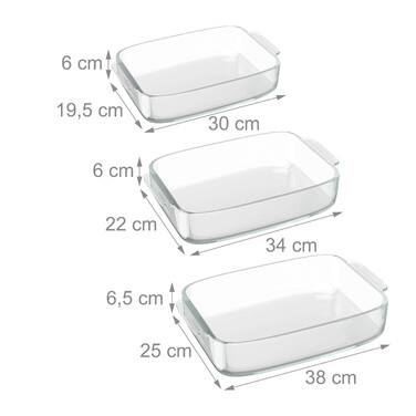 Relaxdays Glass Casserole Dish Set of 3