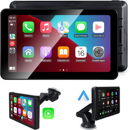 Портативний 7-дюймовий CarPlay/Android Auto дисплей Aonerex з IPS-екраном, Bluetooth, GPS-навігацією, MirrorLink, FM, голосовим асистентом Siri, сенсорний екран 2.5D