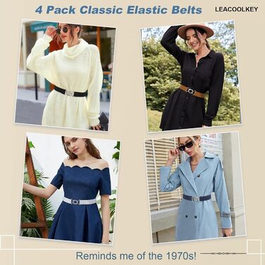 Еластичний ремінь LeaCoolKey для жінок та чоловіків, тонкий, стрейч, для джинсів та суконь, чорний, коричневий, білий, блакитний (80 см), розмір талії 76-90 см