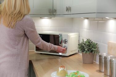 Мікрохвильова піч Russell Hobbs RHMM701C, 17 л, 700 Вт, кремовий колір, 5 рівнів потужності, таймер, функція розморожування