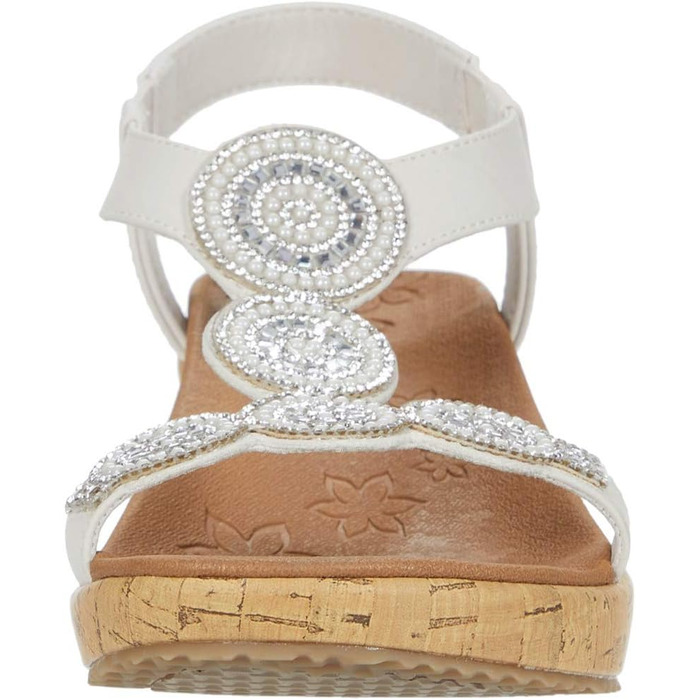 Босоніжки жіночі Skechers Beverlee Date Glam бежеві на танкетці, 37 EU
