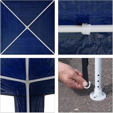 Relaxdays Gazebo Tent HBT: 2.5 x 3 x 3 m Garden Gazebo with square footprint and 100% PE roof Party tent for festivals or celebrations Pavilion with steel frame, pavilion, white (Blue)