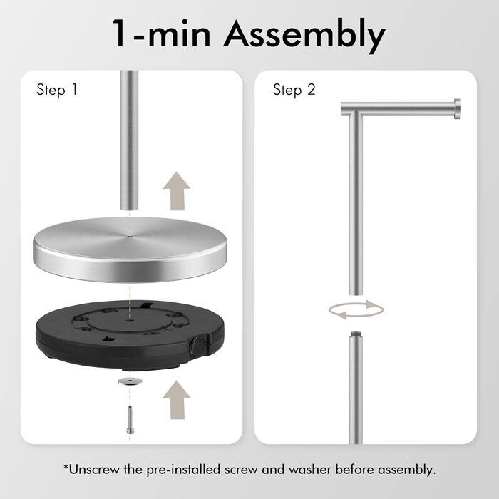 Stainless Steel Freestanding Toilet Paper Holder - Brushed Finish, SUS304, 66cm Height