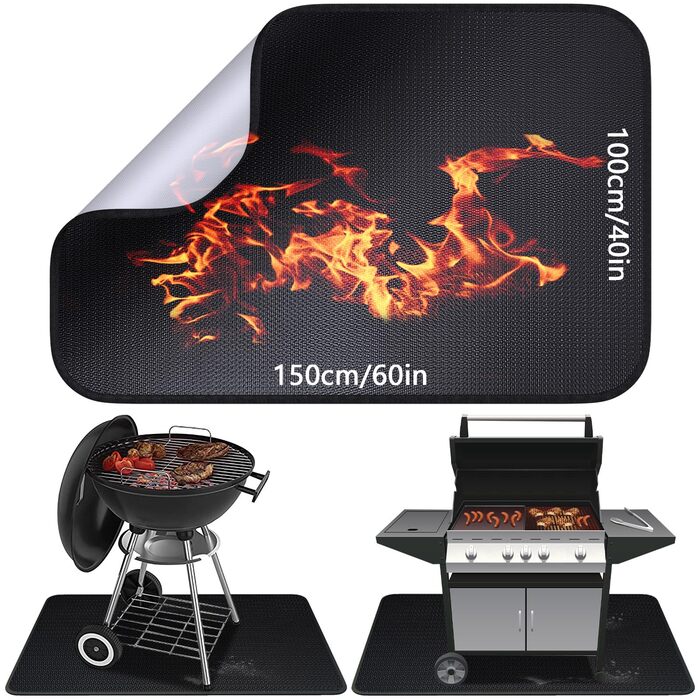Вогнетривкий килимок підкладка 100х150 см зі скловолокна та силікону для гриля, каміна та барбекю, захисна підстилка для підлоги та газону