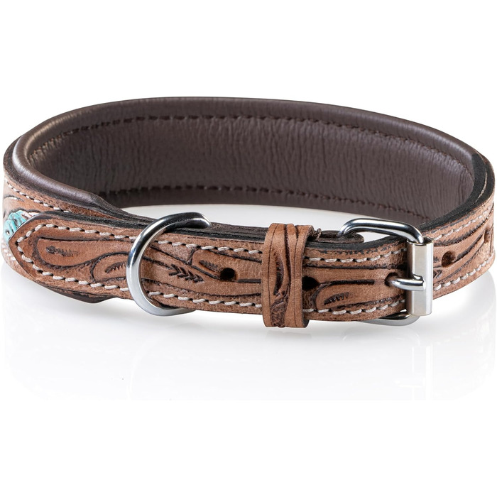 Стильний шкіряний нашийник для собак Джек Рассел, ручної роботи, з м'якою підкладкою, XL (46-58 см)