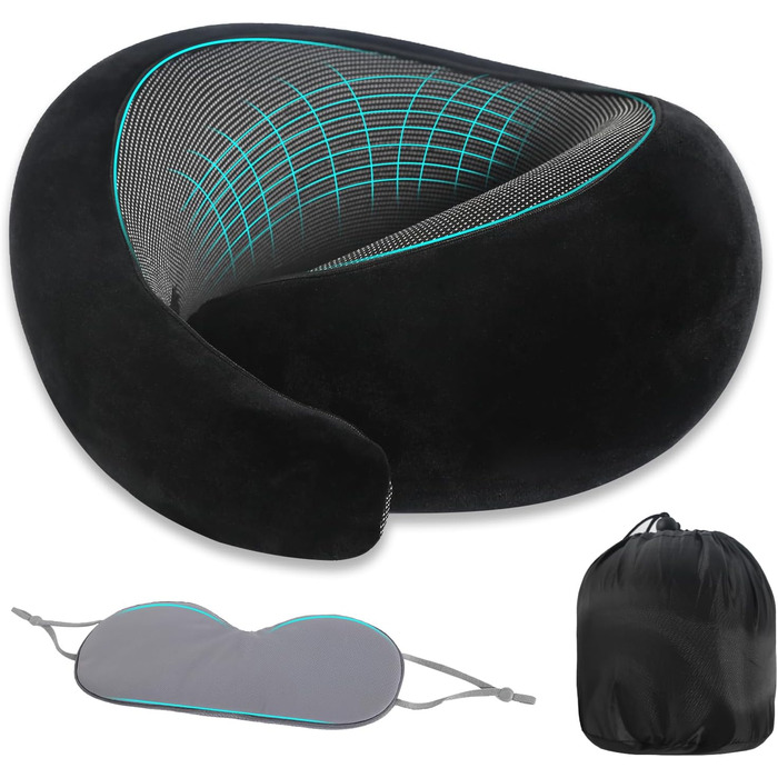 Подушка для шиї у подорожах: бамбукова, з маскою для очей, Memory Foam, для авто, поїздів, літака та офісу