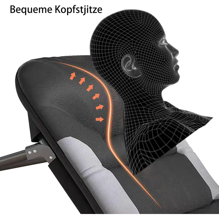 Розкладне ліжко-крісло для кемпінгу та відпочинку: ліжко-крісло, карпове ліжко, гостьове ліжко (чорне)