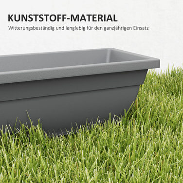 Outsunny Set of 5 Flower Pots - Plastic Planters for Patio, Garden, or Balcony, 23.2 x 8.3 x 6.3 inches, Gray