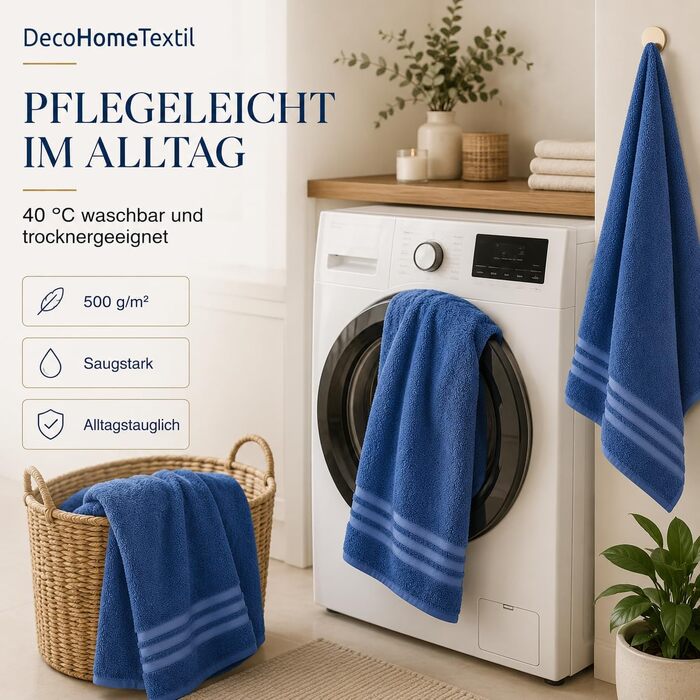 Набір рушників DecoHomeTextil Eco (6 шт.), махрові, екологічні та гігроскопічні, сині (4 шт. 70x140 см, 2 шт. 50x100 см)