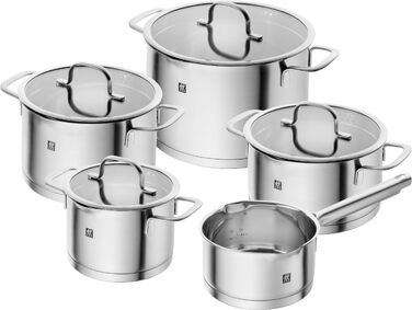 Набір каструль ZWILLING TrueFlow з кришками, 5 предметів, нержавіюча сталь, для індукційних плит, сріблястий