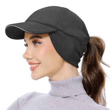 Шапка з флісу GADIEMKENSD для жінок з козирком, світловідбиваюча зимова шапка (55-58, Темно-сірий)