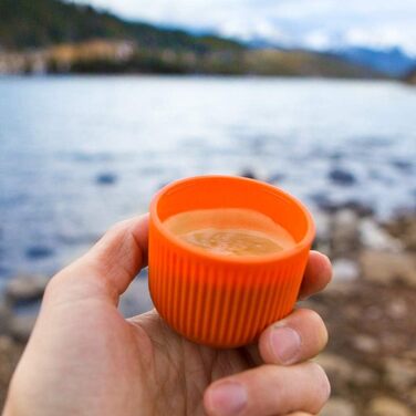 WACACO Nanopresso Portable Espresso Machine, Upgrade Version of Minipresso, 18 Bar Pressure, Small Travel Coffee Machine, Without Protective Case, Manual Operation, for Camping and Hiking, Orange